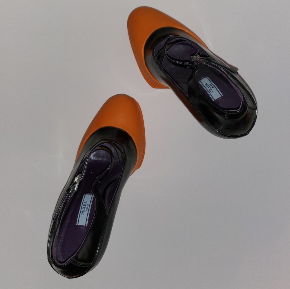 SOLD PRADA RUNWAY 2012 Orange leather & Rubber Mary Jane Heels FINAL PRICE 🧡 - Picture 15 of 16